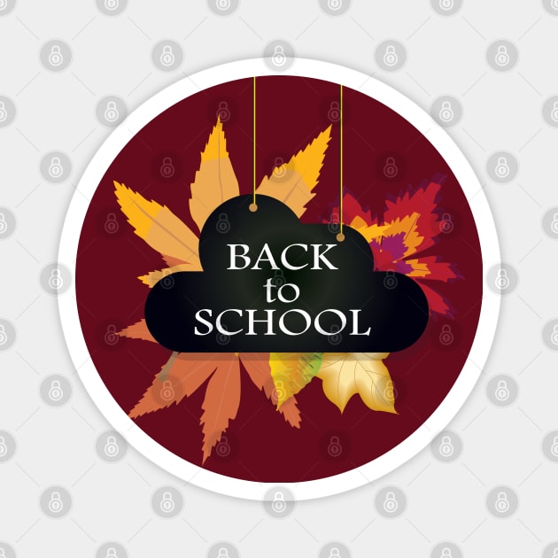 I love My School. Slogan. Back to school. Hello School. Happy Teacher Day. Autumn. Learning Children. Cartoon Graphic design Magnet by sofiartmedia